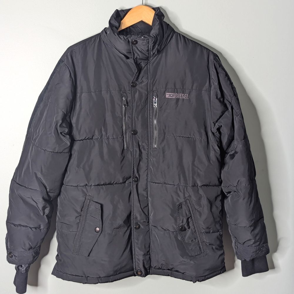 DIESEL Black Quilted Heavyweight Sherpa Lined Puffer Jacket Youth Size XL 18 20